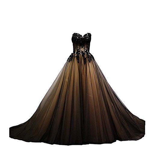 Sweetheart Black Tulle A line Long Evening Prom Dresses, 17676