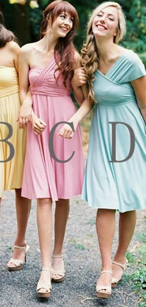 A-line One Shoulder & Sweetheart Short Bridesmaid Dresses Online, WG801