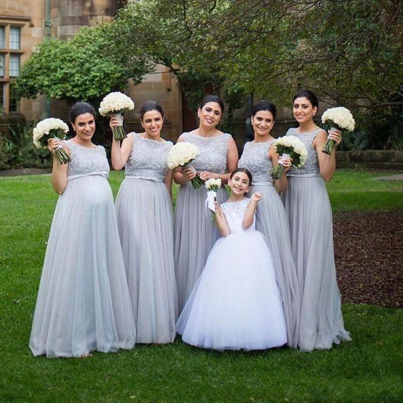 A-line Tulle Beteau Sleeveless Cheap Long Bridesmaid Dresses Online, WG839