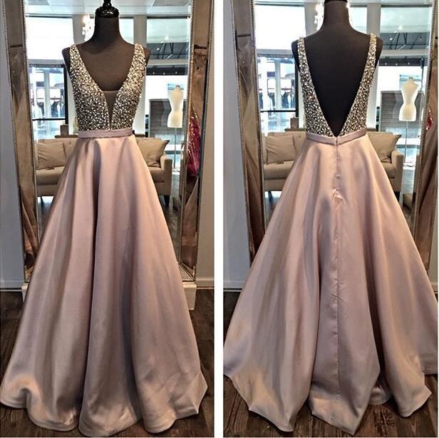 Backless A line Evening Prom Dresses, Long Party Prom Dress, Custom Long Prom Dress, Cheap Party Prom Dress, Formal Prom Dress, 17034