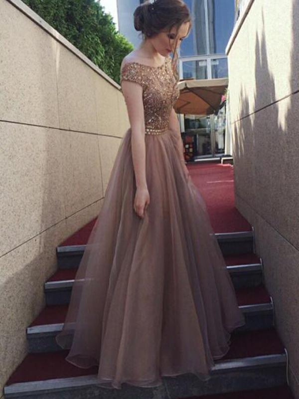 Backless Off Shoulder Rhinestone Long Evening Prom Dresses, 17665