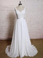 Backless V Neck Lace Straps Simple Cheap Beach Wedding Dresses, WD324