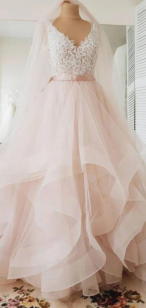 Ball Gown Ruffles Lace Wedding Dresses Online, Cheap Bridal Dresses, WD645