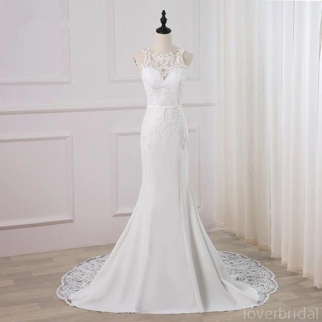 Bateau Lace Mermaid Sexy Cheap Wedding Dresses Online, Cheap Bridal Dresses, WD514