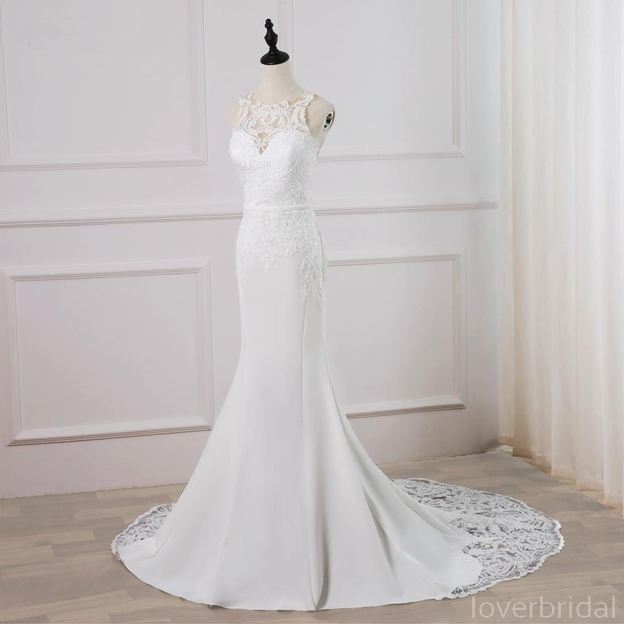 Bateau Lace Mermaid Sexy Cheap Wedding Dresses Online, Cheap Bridal Dresses, WD514