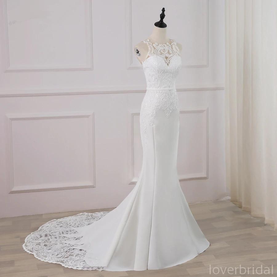 Bateau Lace Mermaid Sexy Cheap Wedding Dresses Online, Cheap Bridal Dresses, WD514