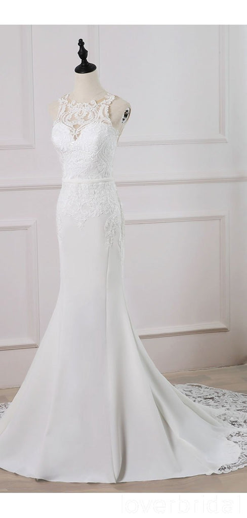 Bateau Lace Mermaid Sexy Cheap Wedding Dresses Online, Cheap Bridal Dresses, WD514