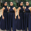 Black A-line Halter Sleeveless Cheap Long Bridesmaid Dresses Online, WG858