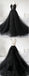 Black A-line Spaghetti Straps V-neck Long Prom Dresses Online,12542