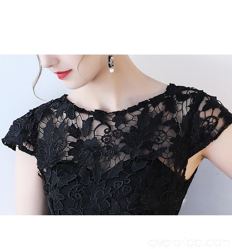 Black Lace Cap Sleeves High Low Cheap Homecoming Dresses Online, Cheap Short Prom Dresses, CM800