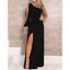 Black Mermaid One Shoulder Side Slit Cheap Long Bridesmaid Dresses,WG1185