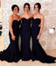 Black Mermaid Simple Long Cheap Bridesmaid Dresses Online, WG2491