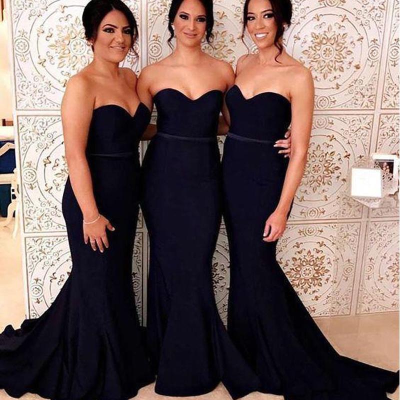 Black Mermaid Simple Long Cheap Bridesmaid Dresses Online, WG2491