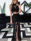 Black Mermaid Two Pieces High Slit Cheap Long Prom Dresses,12753