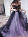 Black-Purple A-line Sweetheart Cheap Long Prom Dresses Online,12884