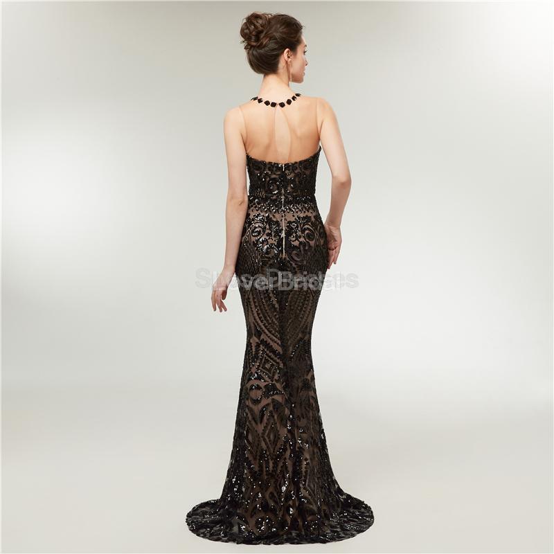 Black Sequin Sparkly Mermaid Evening Prom Dresses, Evening Party Prom Dresses, 12013