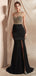 Black Skirt Gold Beaded Side Slit Sexy Mermaid Evening Prom Dresses, Evening Party Prom Dresses, 12069
