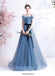 Blue A-line Off Shoulder Long Party Prom Dresses, Cheap Dance Dresses,12351