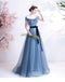 Blue A-line Off Shoulder Long Party Prom Dresses, Cheap Dance Dresses,12351