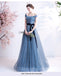 Blue A-line Off Shoulder Long Party Prom Dresses, Cheap Dance Dresses,12351