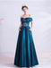 Blue A-line Off Shoulder Long Prom Dresses Online, Evening Party Dresses,12562