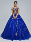 Blue A-line Off Shoulder Sleeveless Cheap Long Prom Dresses Online,12859