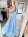 Blue A-line One Shoulder Maxi Long Prom Dresses,Evening Dresses,12983