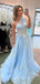 Blue A-line One Shoulder Maxi Long Prom Dresses,Evening Dresses,12983