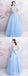 Blue A-line Short Sleeves Jewel Long Prom Dresses Online, Dance Dresses,12608