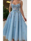 Blue A-line Spaghetti Straps Cheap Long Prom Dresses Online,Dance Dresses,12409