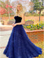 Blue A-line Sweetheart Sleeveless Long Party Prom Dresses Online, Dance Dresses,12375