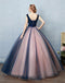 Blue A-line V-neck Cheap Long Prom Dresses Online, Evening Party Dresses,12497