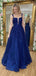 Blue A-line V-neck Cheap Long Prom Dresses Online,Evening Party Dresses,12522