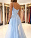 Blue Lace Mermaid Spaghetti Straps V-neck Long Prom Dresses Online,12475