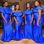 Blue Mermaid Off Shoulder Cheap Long Bridesmaid Dresses,WG1303