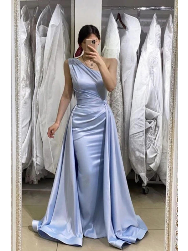 Blue Mermaid One Shoulder Cheap Long Prom Dresses, Evening Party Dresses,12701