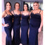 Blue Mermaid Spaghetti Straps Cheap Long Bridesmaid Dresses,WG1441