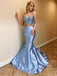 Blue Mermaid Two Pieces Spaghetti Straps Party Prom Dresses, Prom & Dance Dresses,12342