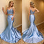 Blue Mermaid Two Pieces Spaghetti Straps Party Prom Dresses, Prom & Dance Dresses,12342