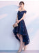 Blue Off Shoulder High Low Homecoming Dresses,Cheap Short Prom Dresses,CM933