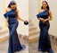 Blue One Shoulder Mermaid Cheap Long Bridesmaid Dresses Online,WG1479