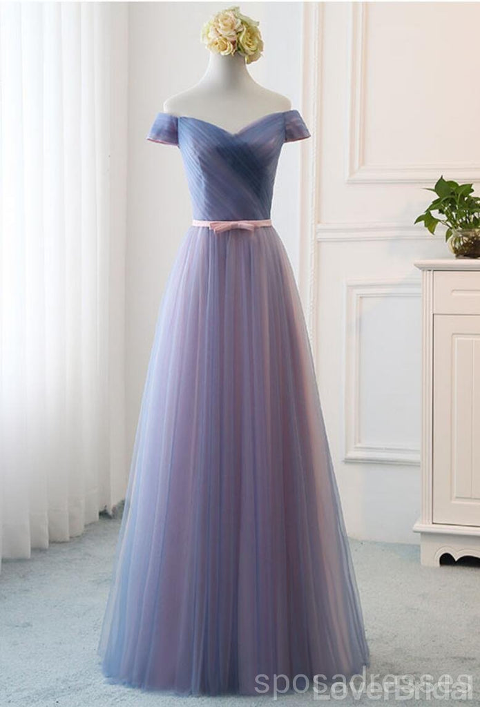 Blue Pink Tulle Floor Length Mismatched Cheap Bridesmaid Dresses Online, WG539