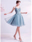 Blue Spaghetti Straps Short Homecoming Dresses,Cheap Short Prom Dresses,CM890