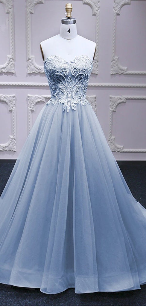 Blue Sweetheart A-line Long Party Prom Dresses Online,Dance Dresses,12377