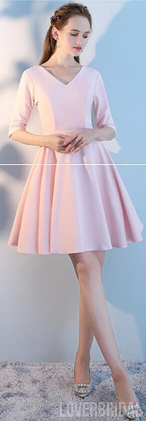 Blush Pink Cheap Mismatched Simple Short Bridesmaid Dresses Online, WG516