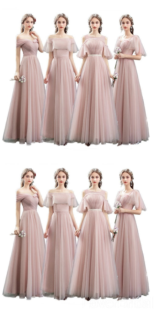 Blush Pink Floor Length Mismatched Cheap Bridesmaid Dresses Online, WG531