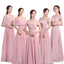 Blush Pink Floor Length Mismatched Chiffon Cheap Bridesmaid Dresses Online, WG534