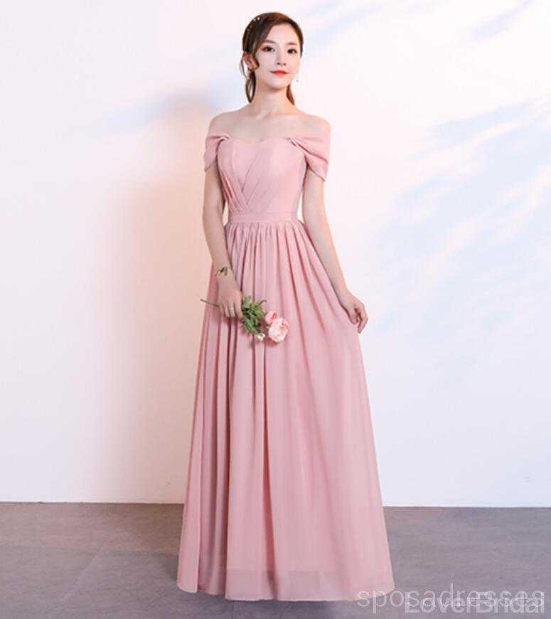 Blush Pink Floor Length Mismatched Chiffon Cheap Bridesmaid Dresses Online, WG534