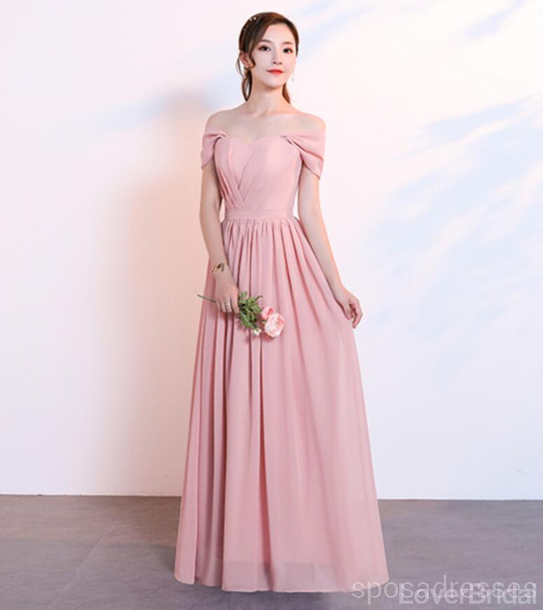 Blush Pink Floor Length Mismatched Chiffon Cheap Bridesmaid Dresses Online, WG534