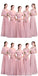 Blush Pink Floor Length Mismatched Chiffon Cheap Bridesmaid Dresses Online, WG534